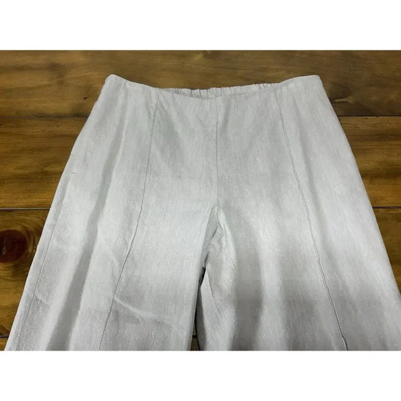 J. JILL Women's Size Small Linen Blend Stretch Pull On Pants Light Gray - Picture 3 of 9